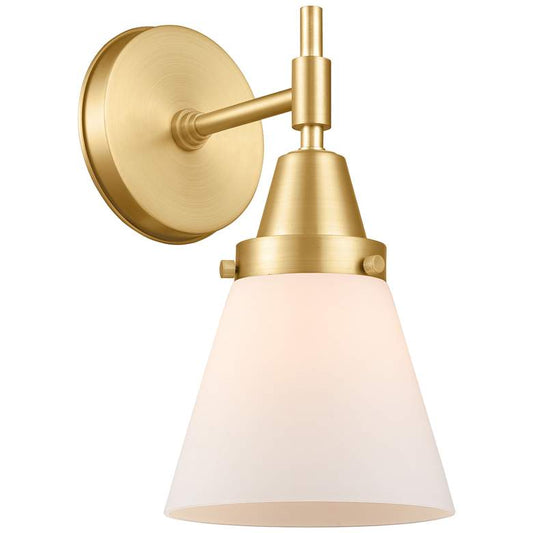 Caden Cone 6" Incandescent Sconce - Gold Finish - Matte White Shade