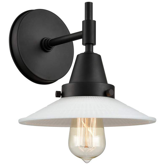 Caden Halophane 9" LED Sconce - Matte Black Finish - Matte White Shade