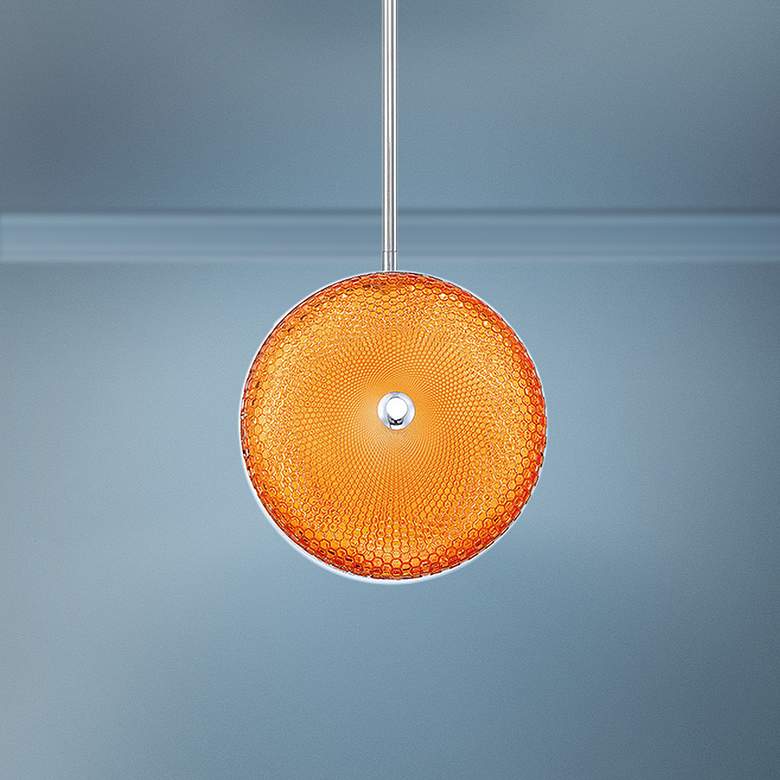 Caledonia 10"W Orange Honeycomb Glass LED Mini Pendant Light