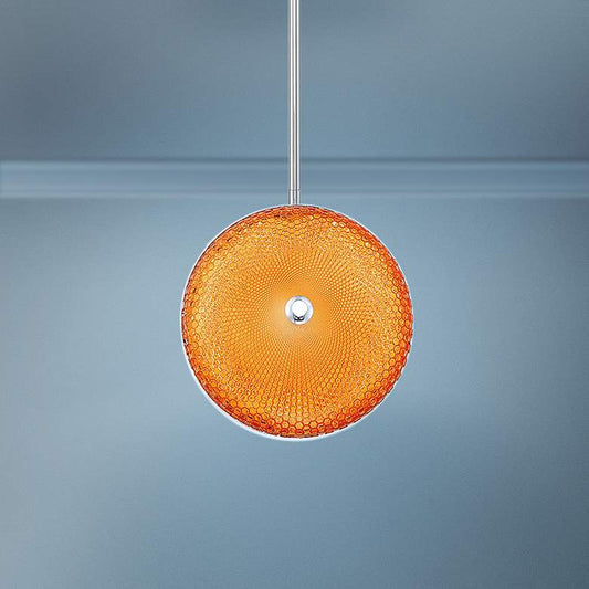Caledonia 10"W Orange Honeycomb Glass LED Mini Pendant Light