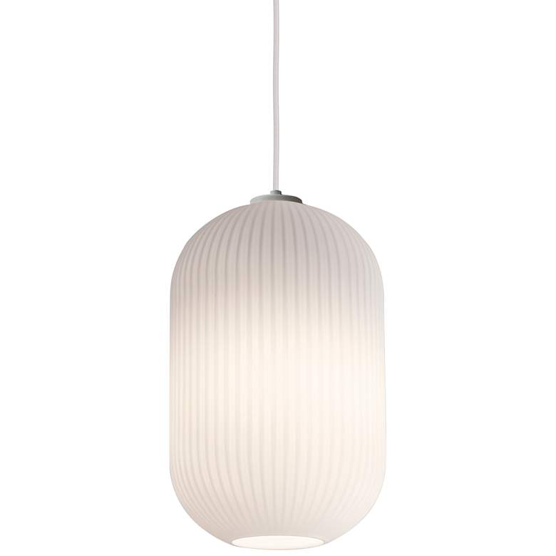 Callie 9" Wide Frosted White Ribbed Glass Mini Pendant