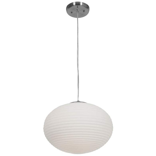 Callisto 15" Glass Pendant - Brushed Steel - Opal