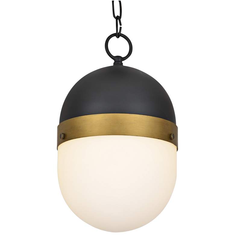 Capsule 13 1/4" High Matte Black and Gold Outdoor Hanging Light