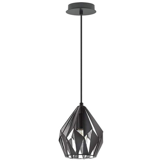 Carlton 3 - 1-Light Pendant - Matte Black - Silver