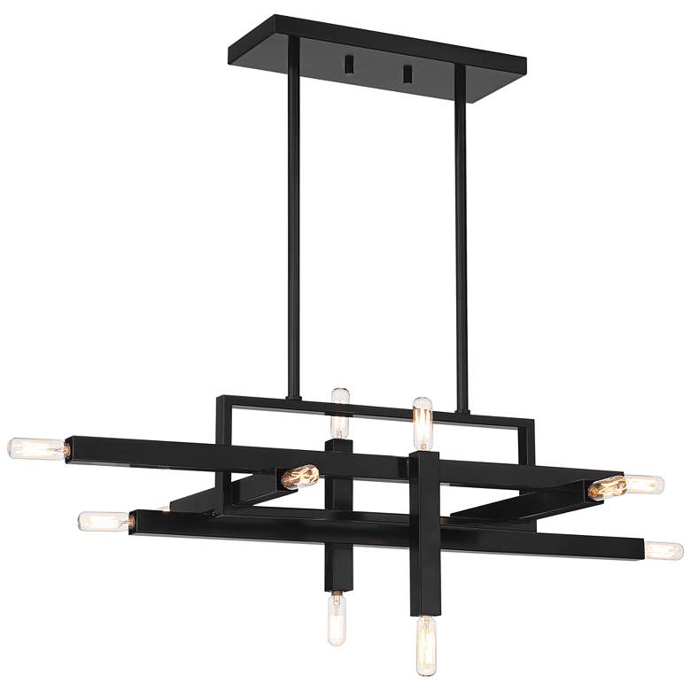 Carrington 36" Wide Black 12-Light Kitchen Island Pendant