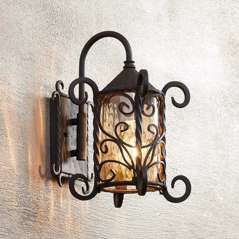 Casa Seville 13 1/4" High Iron Scroll Traditional Outdoor Wall Light