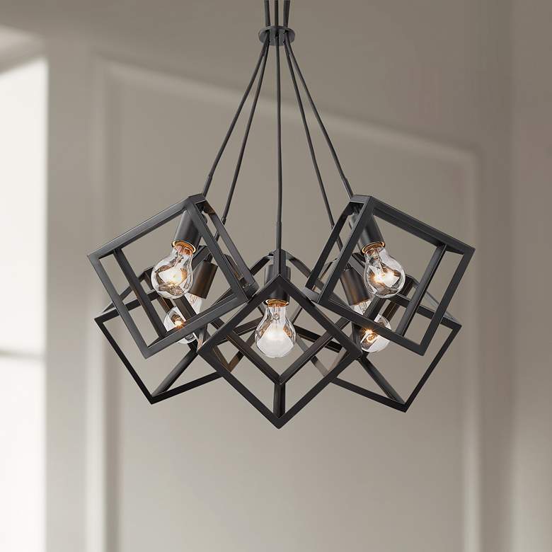 Cassio 28" Wide Matte Black Metal 5-Light Pendant