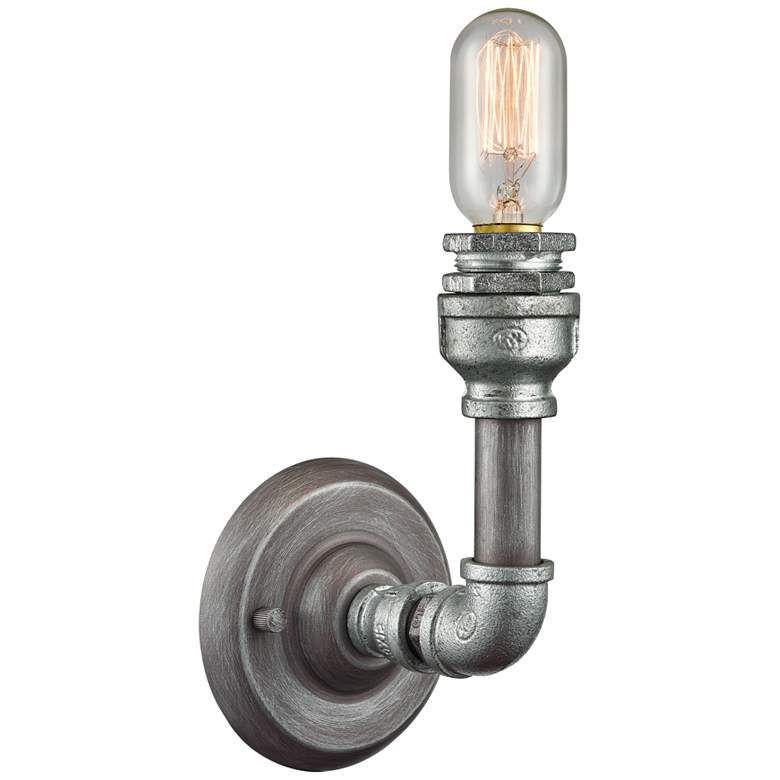 Cast Iron Pipe 8" High Weathered Zinc 1-Light Wall Sconce