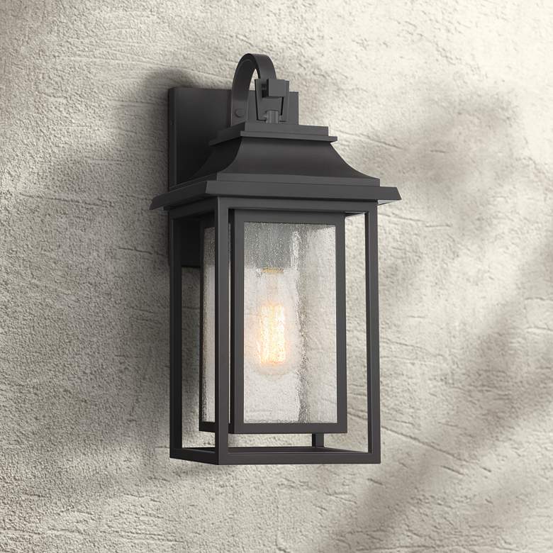 Cecile 17 3/4" High Bronze Framed Box Outdoor Wall Light