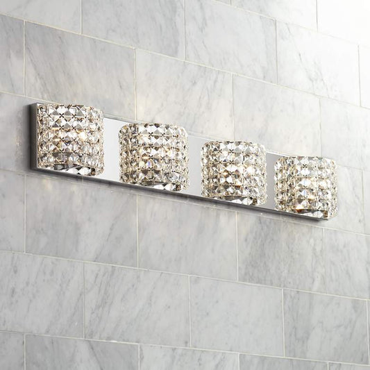 Cesenna 35 1/2" Wide Crystal 4-Light Bath Light