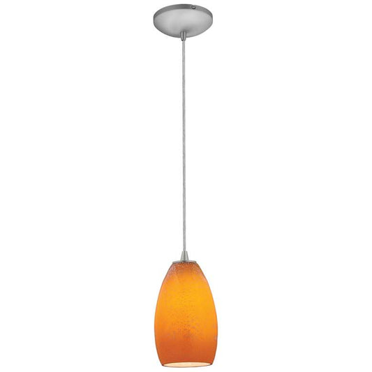 Champagne - E26 LED Cord Pendant - Brushed Steel Finish - Maya Glass Shade