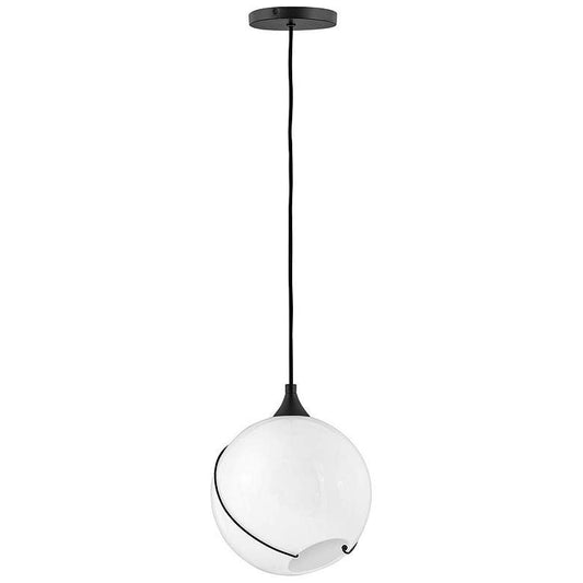 Chandelier Skye-Small Pendant-Black With Cased Opal Glass