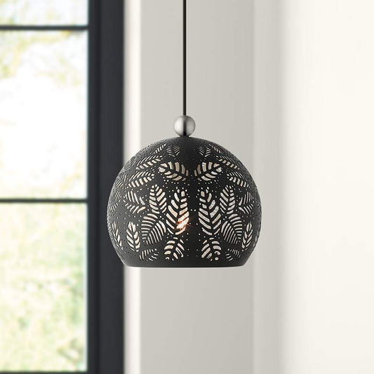 Chantily 8" Wide Black Metal Globe Mini Pendant Light