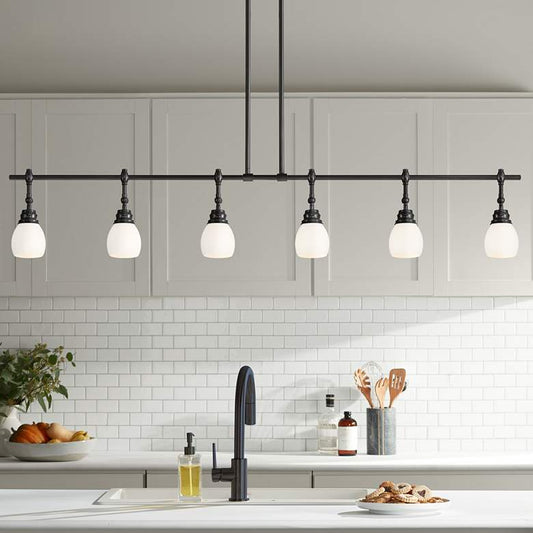 Chapel 57 3/4" Wide Semi Gloss Black 6-Light Island Pendant