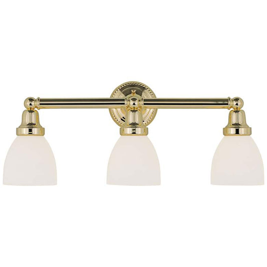 Classic 24 1/4" Wide Polished Brass 3-Light Bath Light