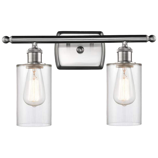 Clymer 2 Light 16" LED Bath Light - Brushed Satin Nickel - Clear Shade