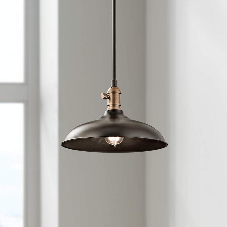 Cobson 12"W Bronze Semi-Flush Convertible Mini Pendant