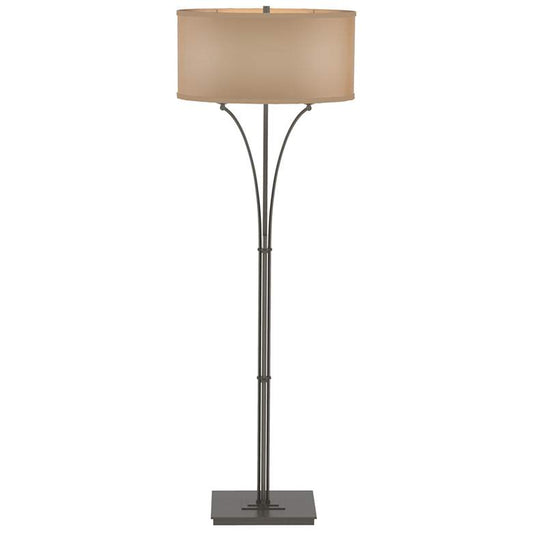 Contemporary Formae Floor Lamp - Dark Smoke Finish - Doeskin Suede Shade
