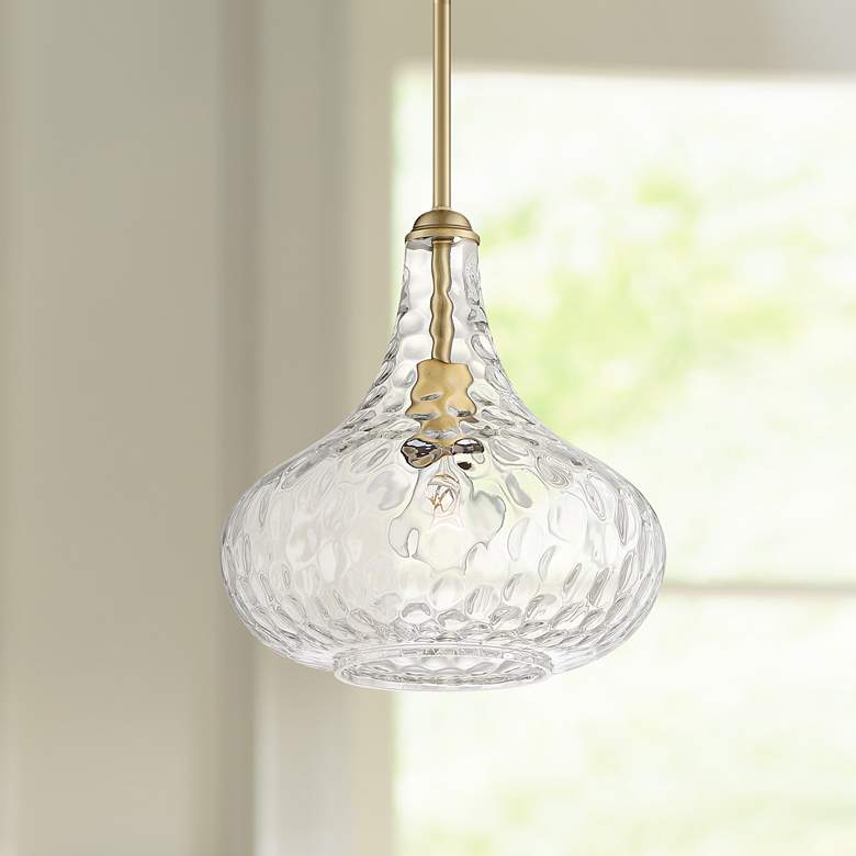 Cora 11" Wide Matte Hammered Glass Mini Pendant