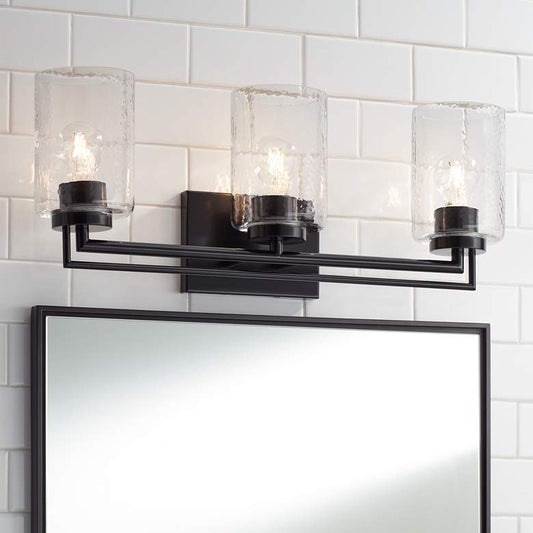 Cressida 22 1/2" Wide Gloss Black 3-Light Vanity Bath Light