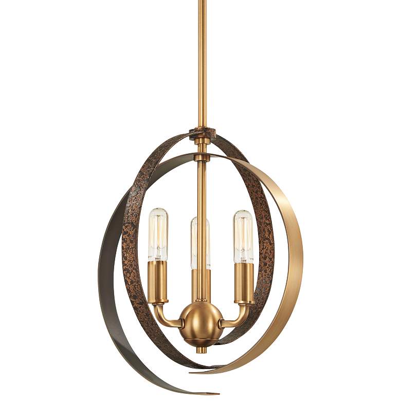 Criterium 12"W Brass and Textured Iron 3-Light Mini Pendant