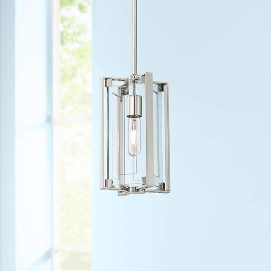 Crystal Clear 5 1/2"W Polished Nickel Mini Pendant