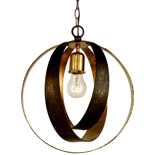 Crystorama Luna 12" Wide Bronze and Gold Orb Mini Pendant