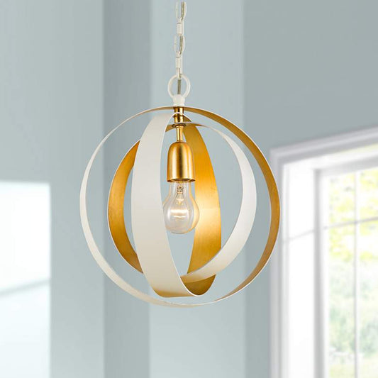 Crystorama Luna 12" Wide White and Gold Orb Mini Pendant