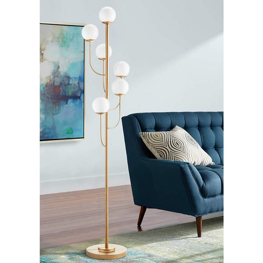 Currey and Company Farnsworth 6-Light Brass Tree Floor Lamp