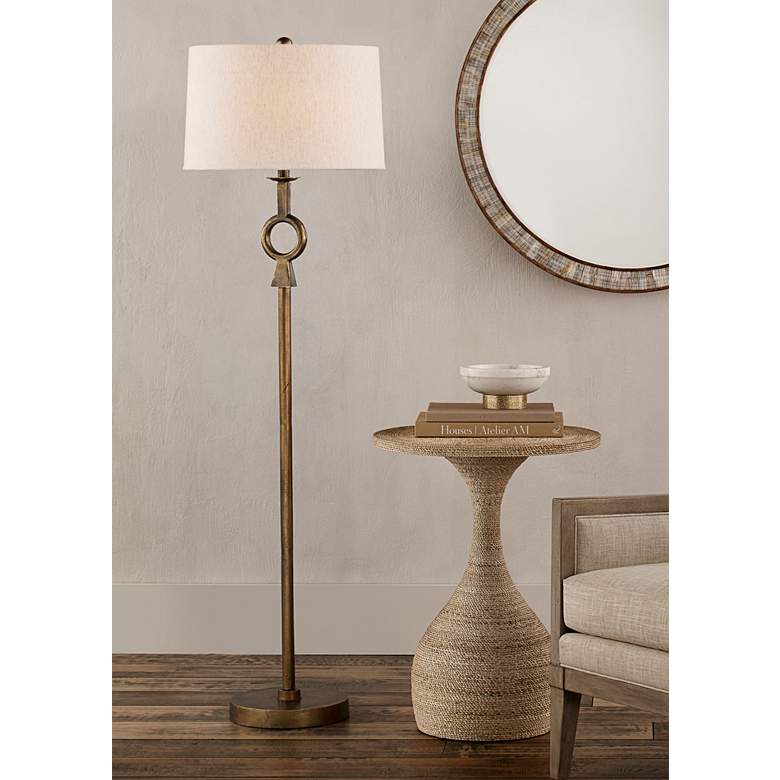 Currey and Company Germaine Antique Brass Stem Floor Lamp