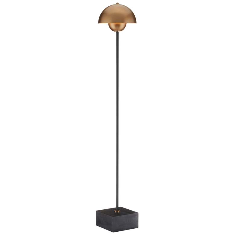 Currey and Company La Rue Brushed Brass and Black Floor Lamp