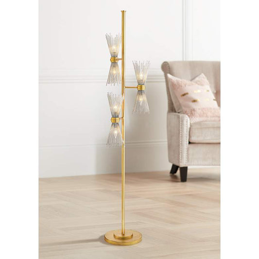 Currey and Company Novatude Antique Gold Leaf Floor Lamp