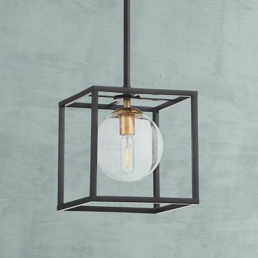 Delaney 8" Wide Black Open Square Mini Pendant Light
