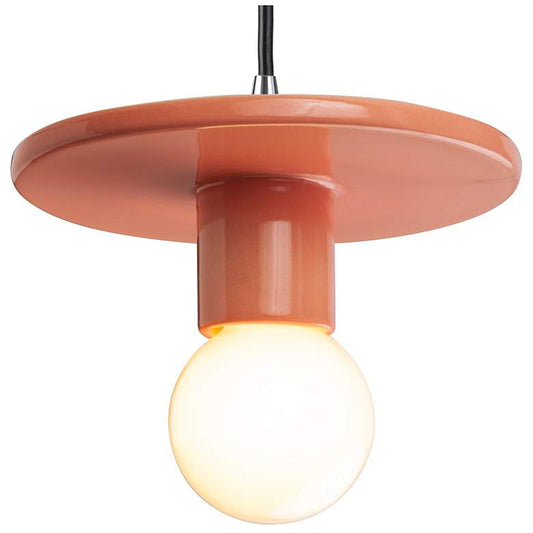 Discus Pendant - Gloss Blush-Black Cord