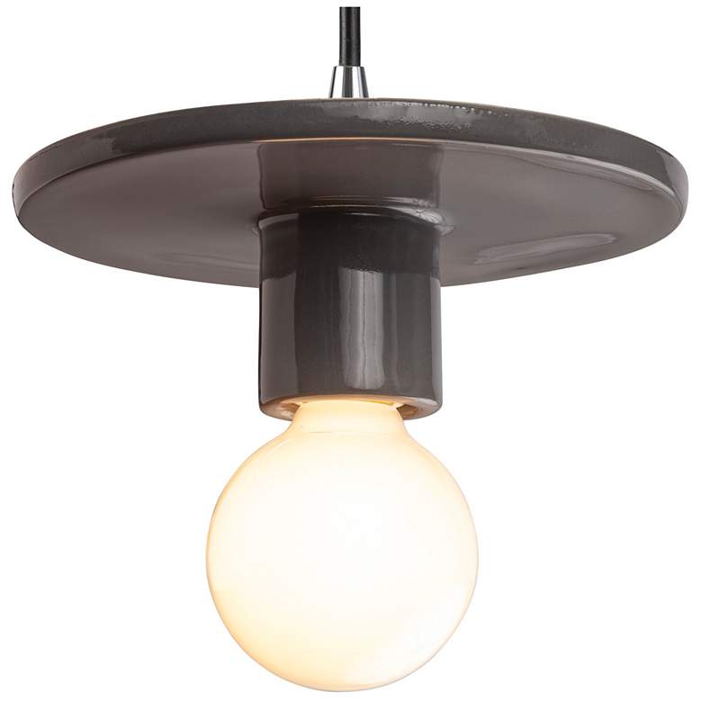 Discus Pendant - Gloss Grey - Black Cord