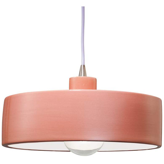 Dish 12" Wide Gloss Blush Ceramic Drum Mini Pendant Light