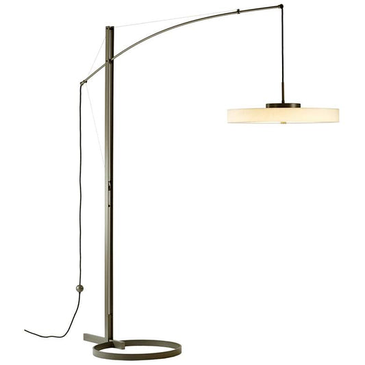 Disq Arc LED Floor Lamp - Dark Smoke Finish - Spun Frost Shade