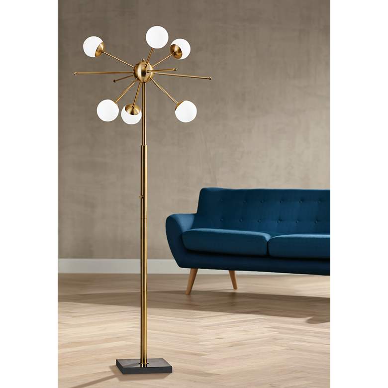 Doppler Antique Brass LED Sputnik Floor Lamp