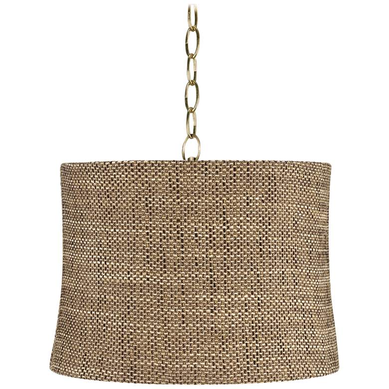 Dortmund 14" Wide Antique Brass Shaded Pendant Light