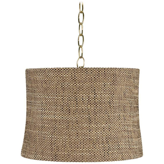 Dortmund 14" Wide Antique Brass Shaded Pendant Light