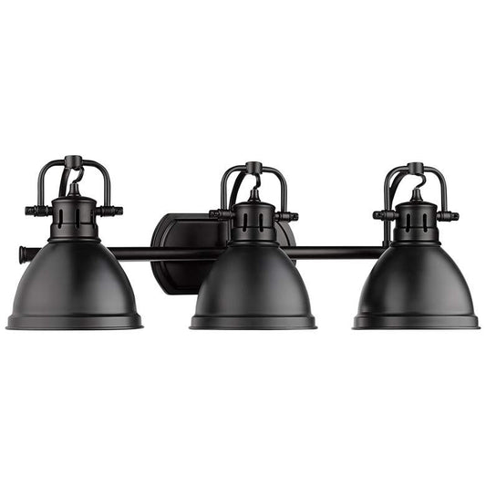 Duncan 24 1/2" Wide Matte Black Metal 3-Light Bath Light