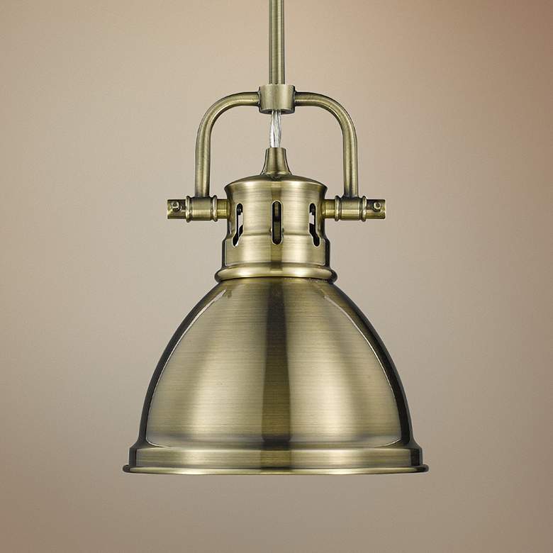 Duncan 6 1/2" Wide Aged Mini Pendant with Rod