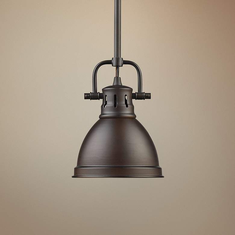 Duncan 6 1/2" Wide Aged Mini Pendant with Rod