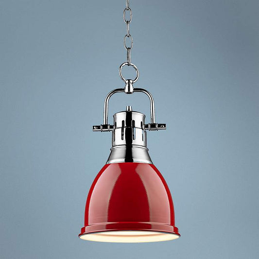 Duncan Chrome 9" Wide Contemporary Red Mini Pendant