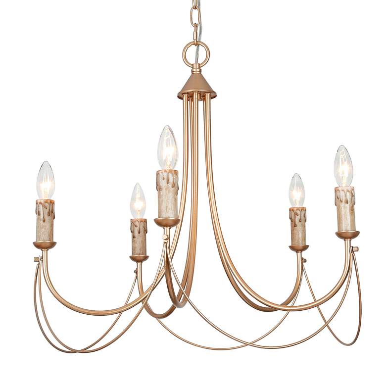 Durril 22" Wide Gold Iron 5-Light Chandelier