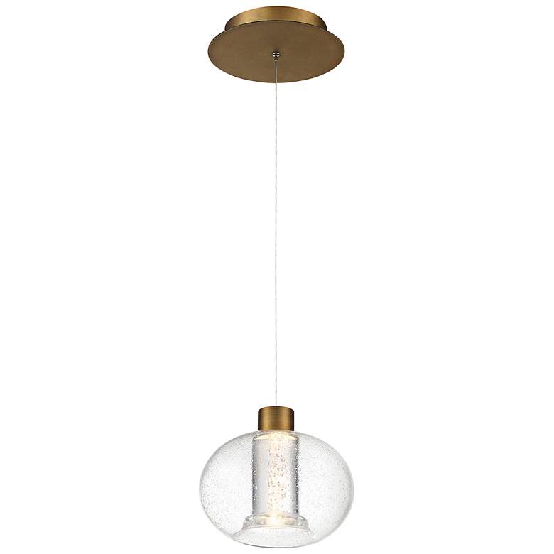 dweLED Crater 8 1/4" Wide Aged Brass LED Mini Pendant