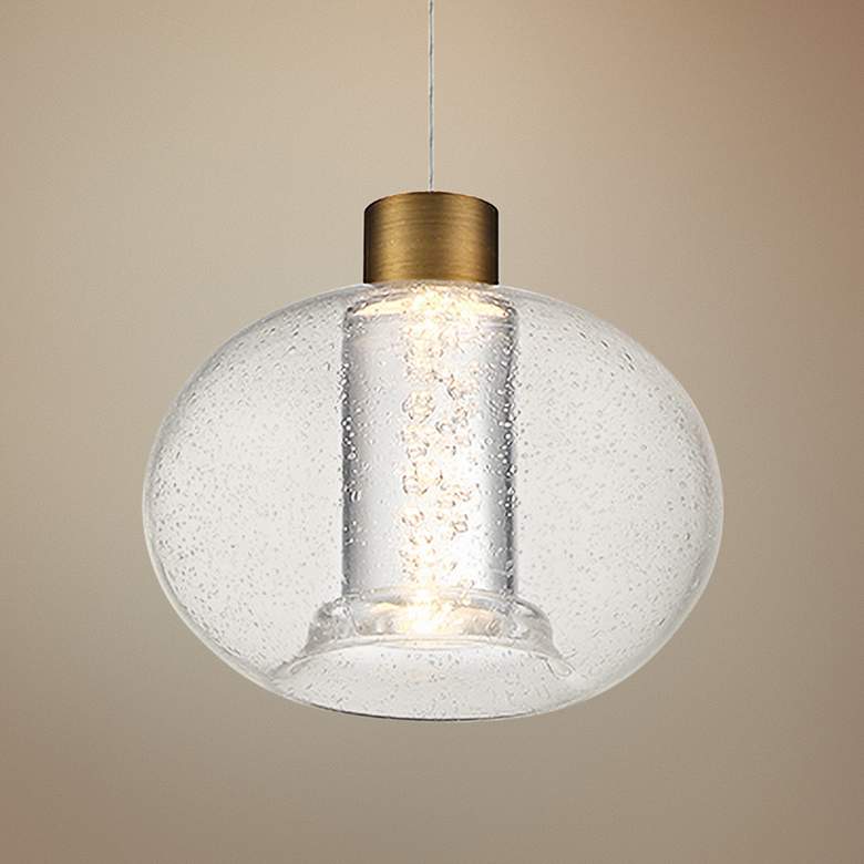 dweLED Crater 8 1/4" Wide Aged Brass LED Mini Pendant