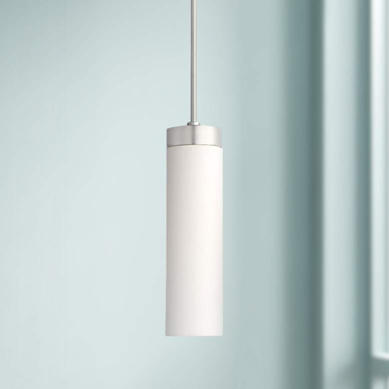 dweLED Elementum 4 1/2" Wide Satin Nickel LED Mini Pendant