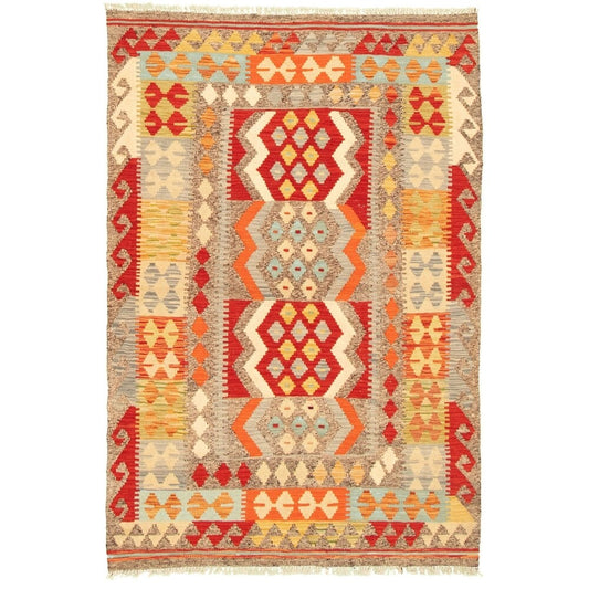 Anne Hathaway Collection Flat-weave Sivas Cream Wool Kilim Rug