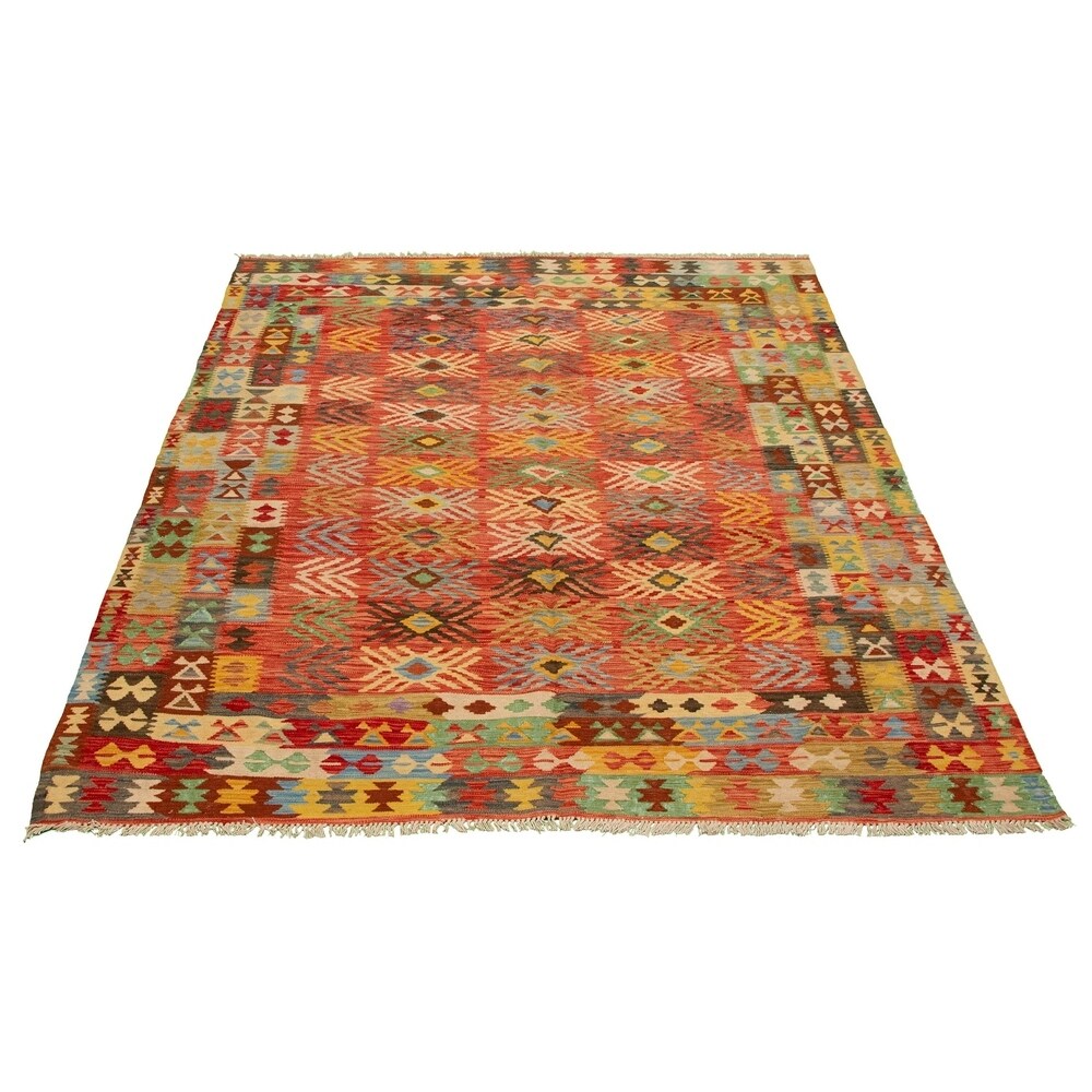 Flat-weave Sivas Red Wool Soft Kilim